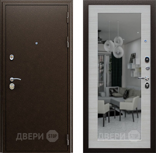 Входная металлическая Дверь АСД Спартак с зеркалом Акация светлая в Электростали