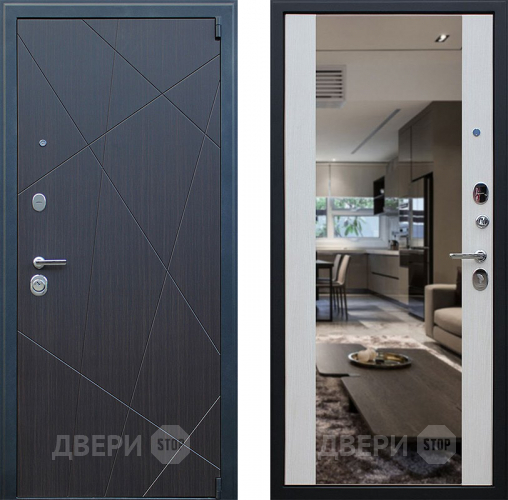 Входная металлическая Дверь АСД Вектор с зеркалом Лиственница белая в Электростали