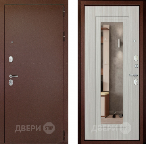 Входная металлическая Дверь (Дверной Континент) Гарант - 1 Зеркало Сандал белый в Электростали