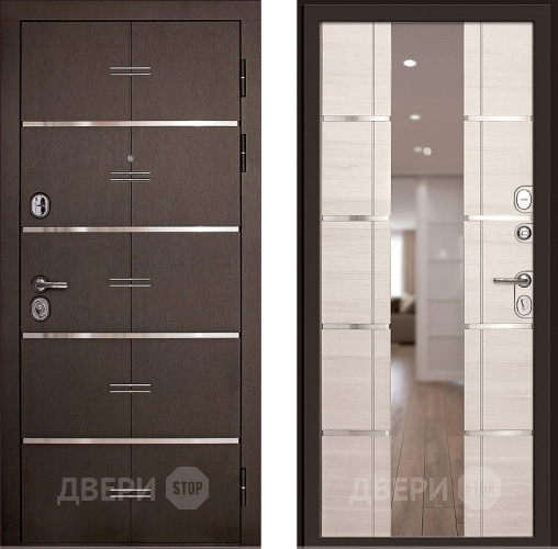 Входная металлическая Дверь (Дверной Континент) Савона с зеркалом Беленый дуб в Электростали