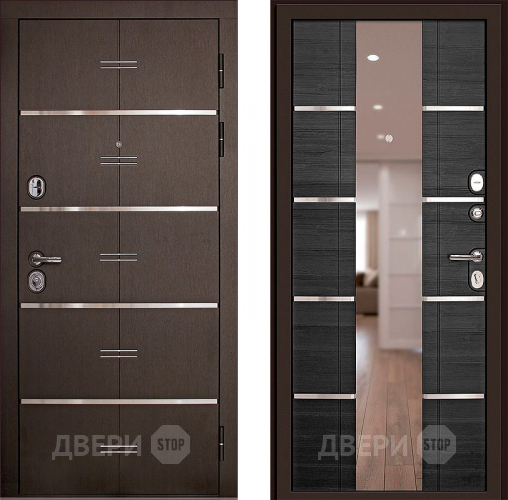Входная металлическая Дверь (Дверной Континент) Савона с зеркалом Венге в Электростали