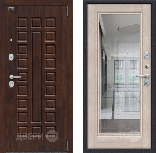 Входная металлическая Дверь Bravo Porta S-3 51/П61 с зеркалом Капучино в Электростали