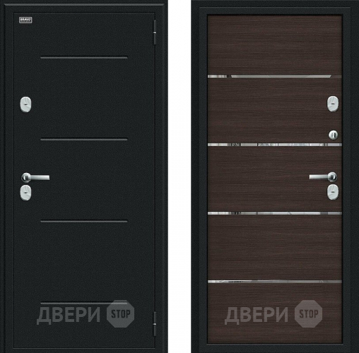 Входная металлическая Дверь Bravo Thermo Лайн Букле черное/Wenge Veralinga в Электростали