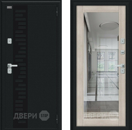 Входная металлическая Дверь Bravo Thermo Флэш Декор Букле черное/Cappuccino Veralinga в Электростали