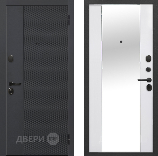 Входная металлическая Дверь Флорида Зеркало Фацет Эммалит Белый в Электростали