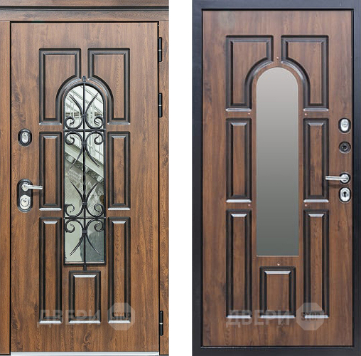 Входная металлическая Дверь Сударь МХ-32 Винорит Темный Дуб с Ковкой и окном в Электростали