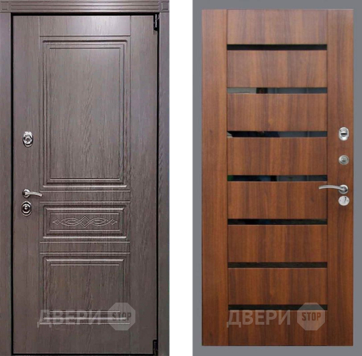 Входная металлическая Дверь Рекс (REX) Пренмиум-S СБ-14 стекло черное Орех бренди в Электростали