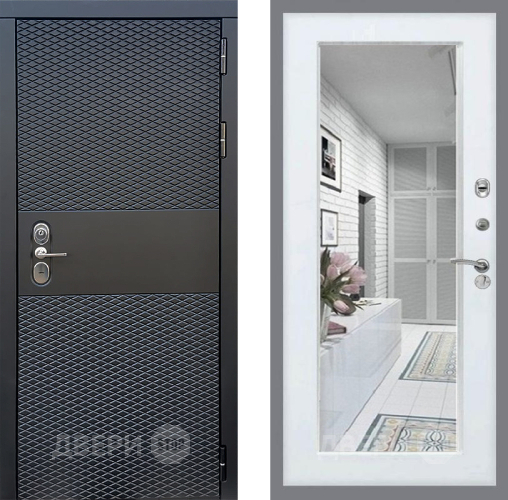 Входная металлическая Дверь Стоп БЛЭК CISA Зеркало Белый ясень в Электростали