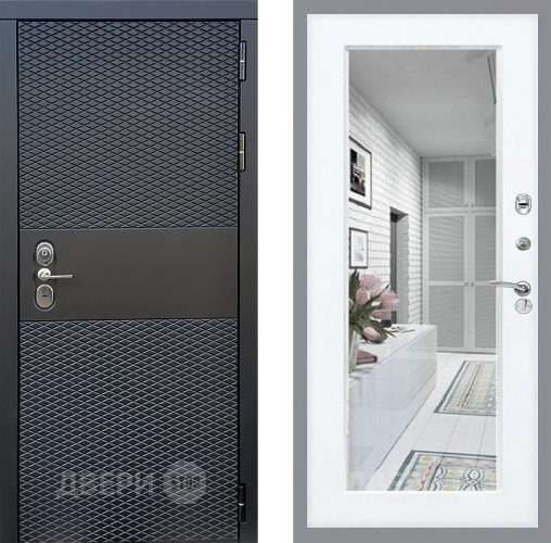 Входная металлическая Дверь Стоп БЛЭК CISA Зеркало Силк Сноу в Электростали