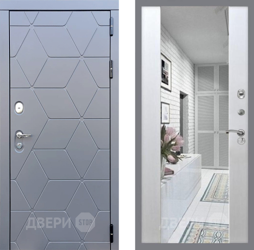 Входная металлическая Дверь Стоп КОСМО Зеркало СБ-16 Лиственница беж в Электростали