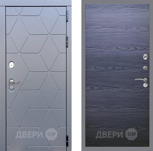 Входная металлическая Дверь Стоп КОСМО Гладкая Дуб тангенальный черный в Электростали