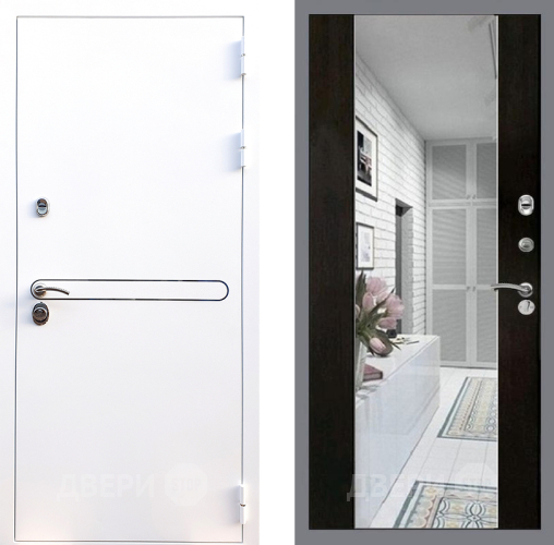 Входная металлическая Дверь Стоп Лайн Вайт Зеркало СБ-16 Венге в Электростали