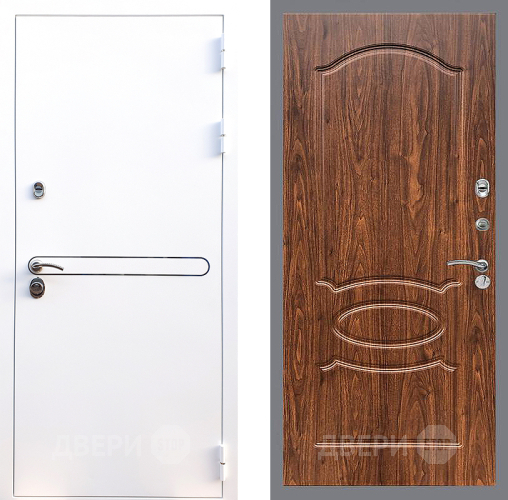 Входная металлическая Дверь Стоп Лайн Вайт ФЛ-128 орех тисненый в Электростали