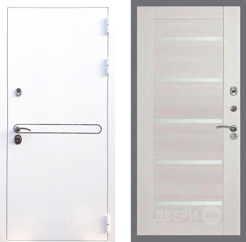 Входная металлическая Дверь Стоп Лайн Вайт СБ-14 Лиственница беж в Электростали