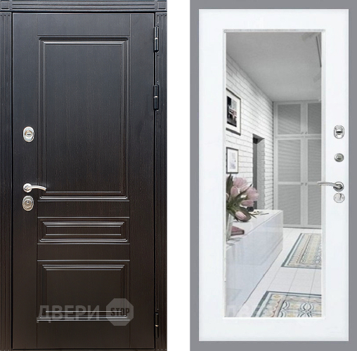 Входная металлическая Дверь Стоп МЕГАПОЛИС Зеркало Силк Сноу в Электростали