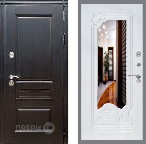 Входная металлическая Дверь Стоп МЕГАПОЛИС ЗкркалоФЛ-147 Ясень белый в Электростали