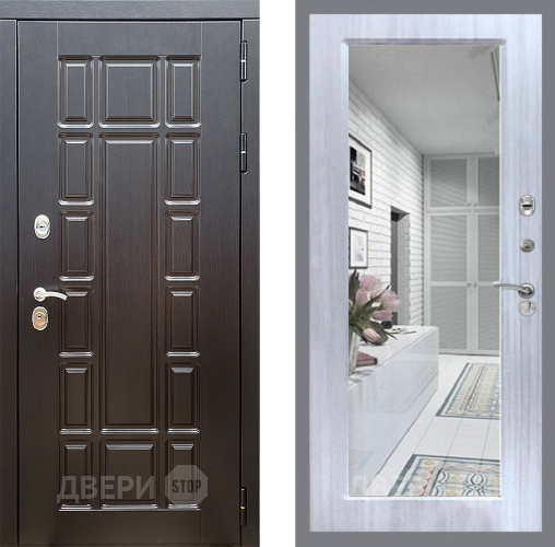 Входная металлическая Дверь Стоп НЬЮ ЙОРК Зеркало Сандал белый в Электростали