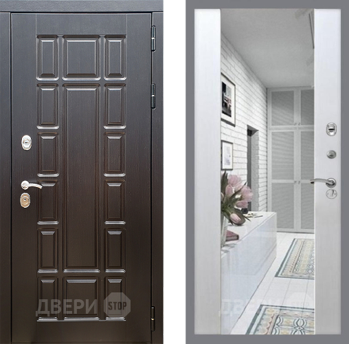 Входная металлическая Дверь Стоп НЬЮ ЙОРК Зеркало СБ-16 Лиственница беж в Электростали