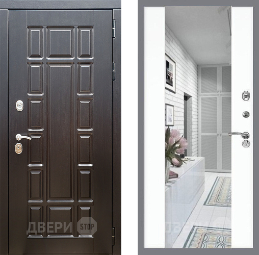 Входная металлическая Дверь Стоп НЬЮ ЙОРК Зеркало СБ-16 Силк Сноу в Электростали