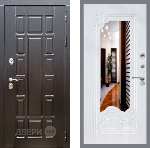 Входная металлическая Дверь Стоп НЬЮ ЙОРК ЗкркалоФЛ-147 Ясень белый в Электростали