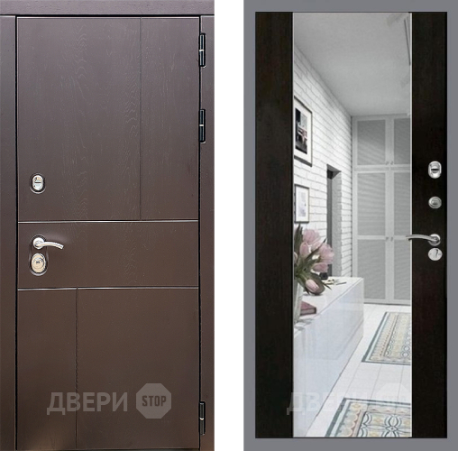 Входная металлическая Дверь Стоп УРБАН Зеркало СБ-16 Венге в Электростали