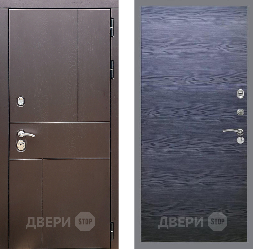 Входная металлическая Дверь Стоп УРБАН Гладкая Дуб тангенальный черный в Электростали