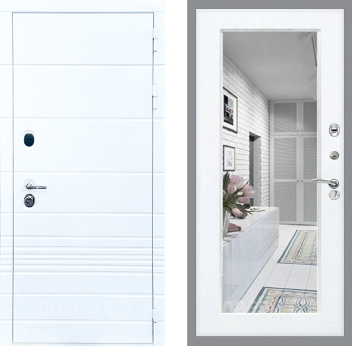 Входная металлическая Дверь Стоп ТРЕНДО Зеркало Силк Сноу в Электростали