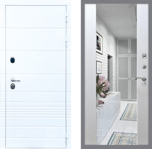 Входная металлическая Дверь Стоп ТРЕНДО Зеркало СБ-16 Лиственница беж в Электростали