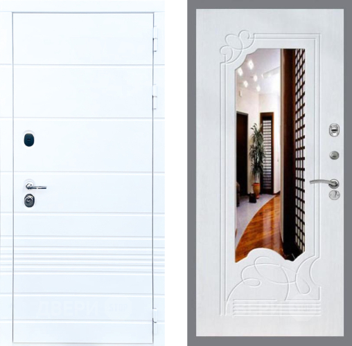 Входная металлическая Дверь Стоп ТРЕНДО ЗкркалоФЛ-147 Ясень белый в Электростали