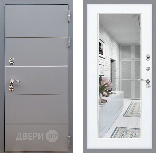 Входная металлическая Дверь Стоп АРТ ГРАФИТ Зеркало Силк Сноу в Электростали