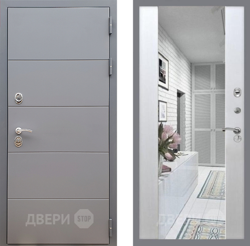 Входная металлическая Дверь Стоп АРТ ГРАФИТ Зеркало СБ-16 Лиственница беж в Электростали