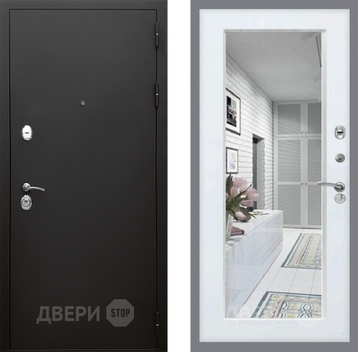 Дверь Стоп КЛАССИК Шагрень Зеркало Белый ясень в Электростали