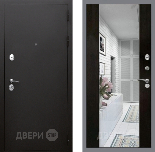 Входная металлическая Дверь Стоп КЛАССИК Шагрень Зеркало СБ-16 Венге в Электростали