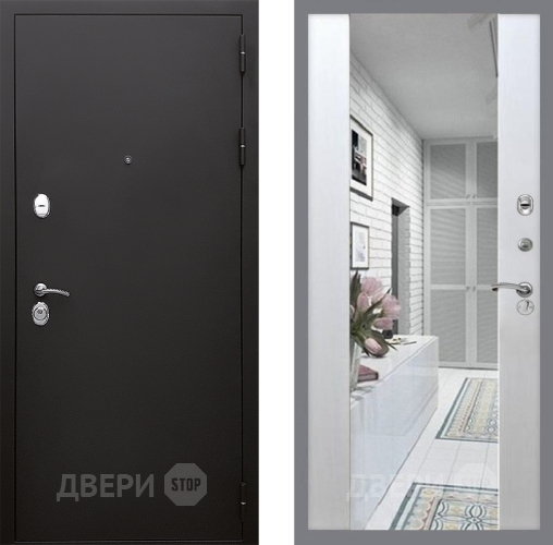 Входная металлическая Дверь Стоп КЛАССИК Шагрень Зеркало СБ-16 Лиственница беж в Электростали