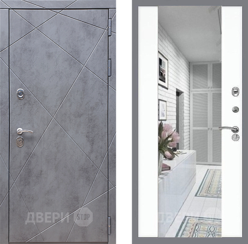 Входная металлическая Дверь Стоп Лучи Зеркало СБ-16 Силк Сноу в Электростали