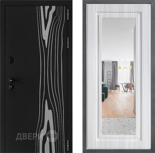 Входная металлическая Дверь Дверной континент ДК-12 ФЛЗ Зеркало Сандал белый в Электростали