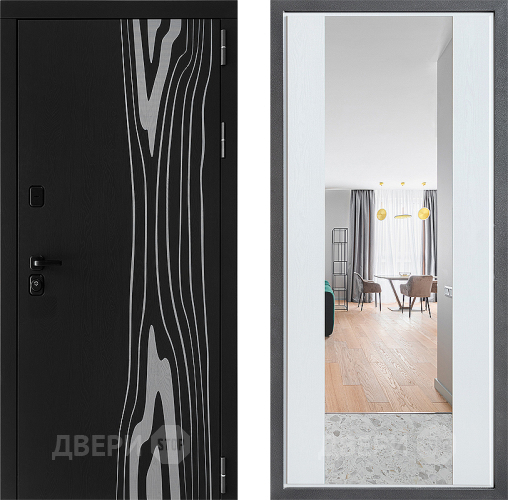 Входная металлическая Дверь Дверной континент ДК-12 ФЛЗ-1 Зеркало Белое дерево в Электростали