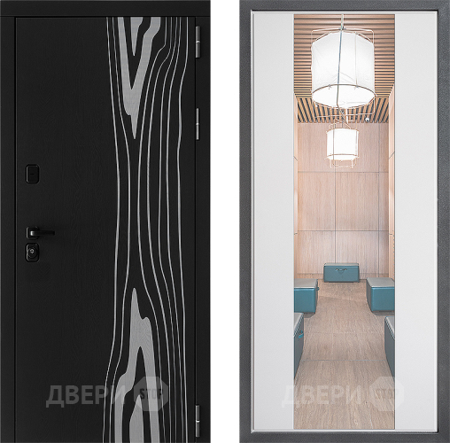 Входная металлическая Дверь Дверной континент ДК-12 ФЛЗ-1 Зеркало Белый софт в Электростали