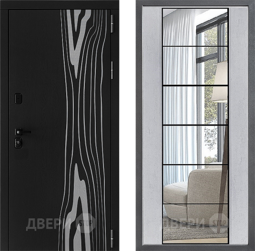 Входная металлическая Дверь Дверной континент ДК-12 ФЛЗ-2 Зеркало Бетон светлый в Электростали