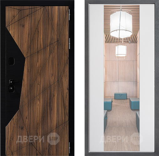 Входная металлическая Дверь Дверной континент ДК-11 ФЛЗ-1 Зеркало Белый софт в Электростали