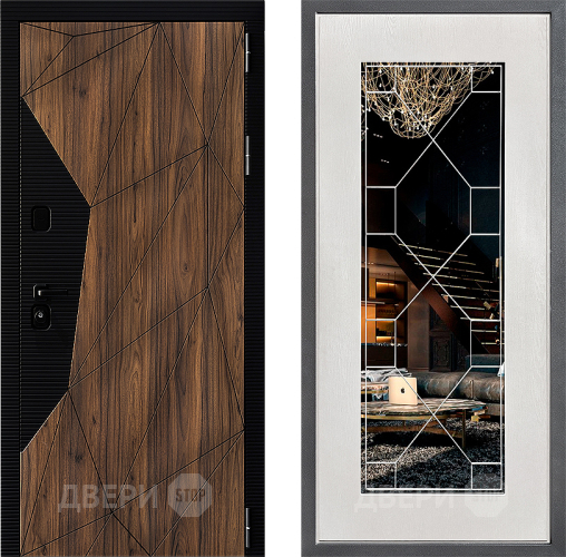 Входная металлическая Дверь Дверной континент ДК-11 ФЛ-Тиффани Зеркало Белое дерево в Электростали