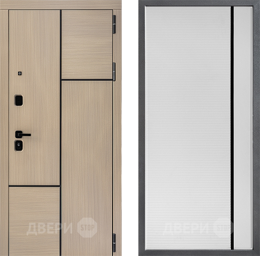 Входная металлическая Дверь Дверной континент ДК-14 ФЛ-757 Черное Стекло Софт милк в Электростали