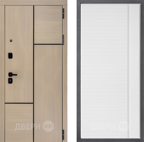 Входная металлическая Дверь Дверной континент ДК-14 ФЛ-757 Белое Стекло Софт милк в Электростали