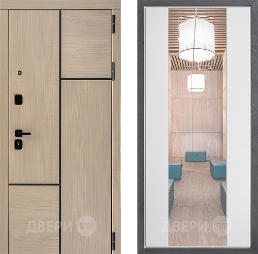 Входная металлическая Дверь Дверной континент ДК-14 ФЛЗ-1 Зеркало Белый софт в Электростали