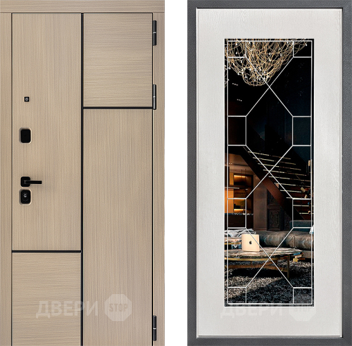 Входная металлическая Дверь Дверной континент ДК-14 ФЛ-Тиффани Зеркало Белое дерево в Электростали