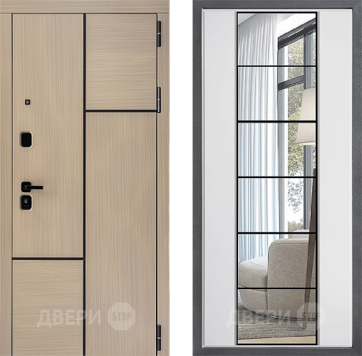 Входная металлическая Дверь Дверной континент ДК-14 ФЛЗ-2 Зеркало Белый софт в Электростали