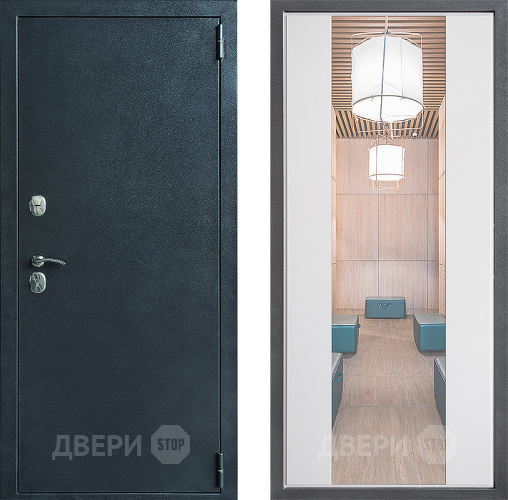 Входная металлическая Дверь Дверной континент ДК-70 Дизайн ФЛЗ-1 Зеркало Белый софт в Электростали