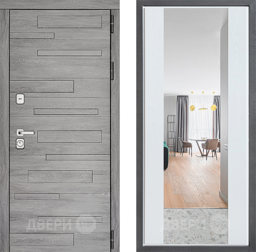 Входная металлическая Дверь Дверной континент ДК-10 ФЛЗ-1 Зеркало Белое дерево в Электростали