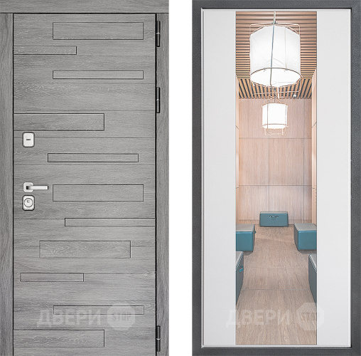 Входная металлическая Дверь Дверной континент ДК-10 ФЛЗ-1 Зеркало Белый софт в Электростали