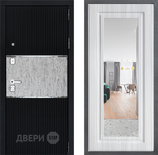 Входная металлическая Дверь Дверной континент ДК-13 ФЛЗ Зеркало Сандал белый в Электростали